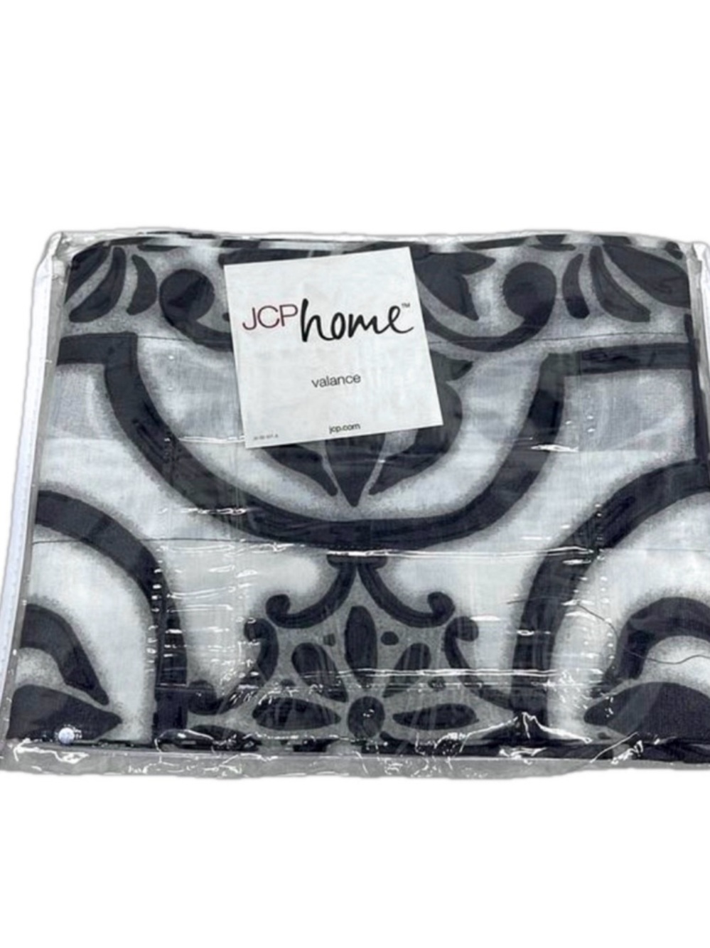 JCP Home Soft Black & White Retro Abstract Print Valance Curtain 17” x 82”